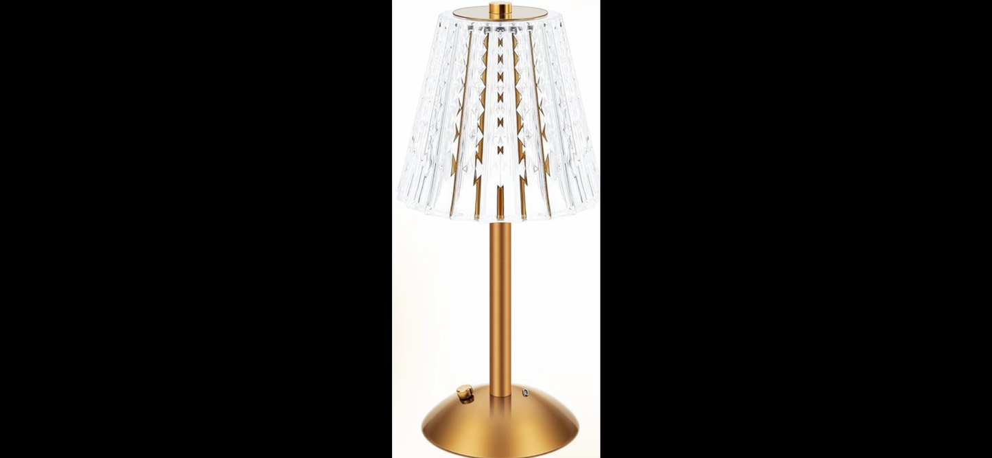 Cordless Gold & Crystal Table Lamp