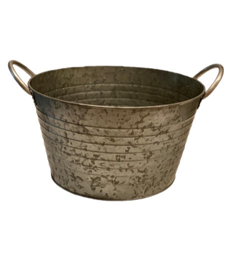 (Small) Round Metal Container with Round Fixed Handles
