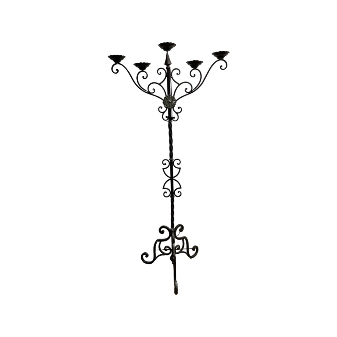 Antique Patina Finish Floor Candelabra