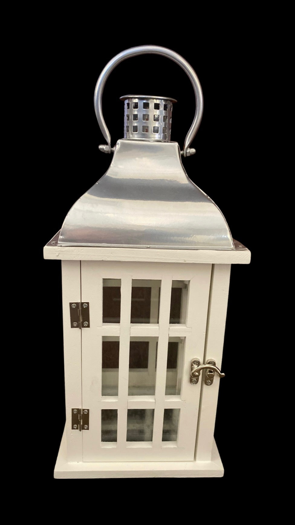 Small White and Metal Lantern