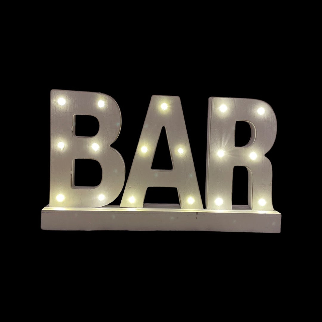 White "BAR" Sign (Light up)