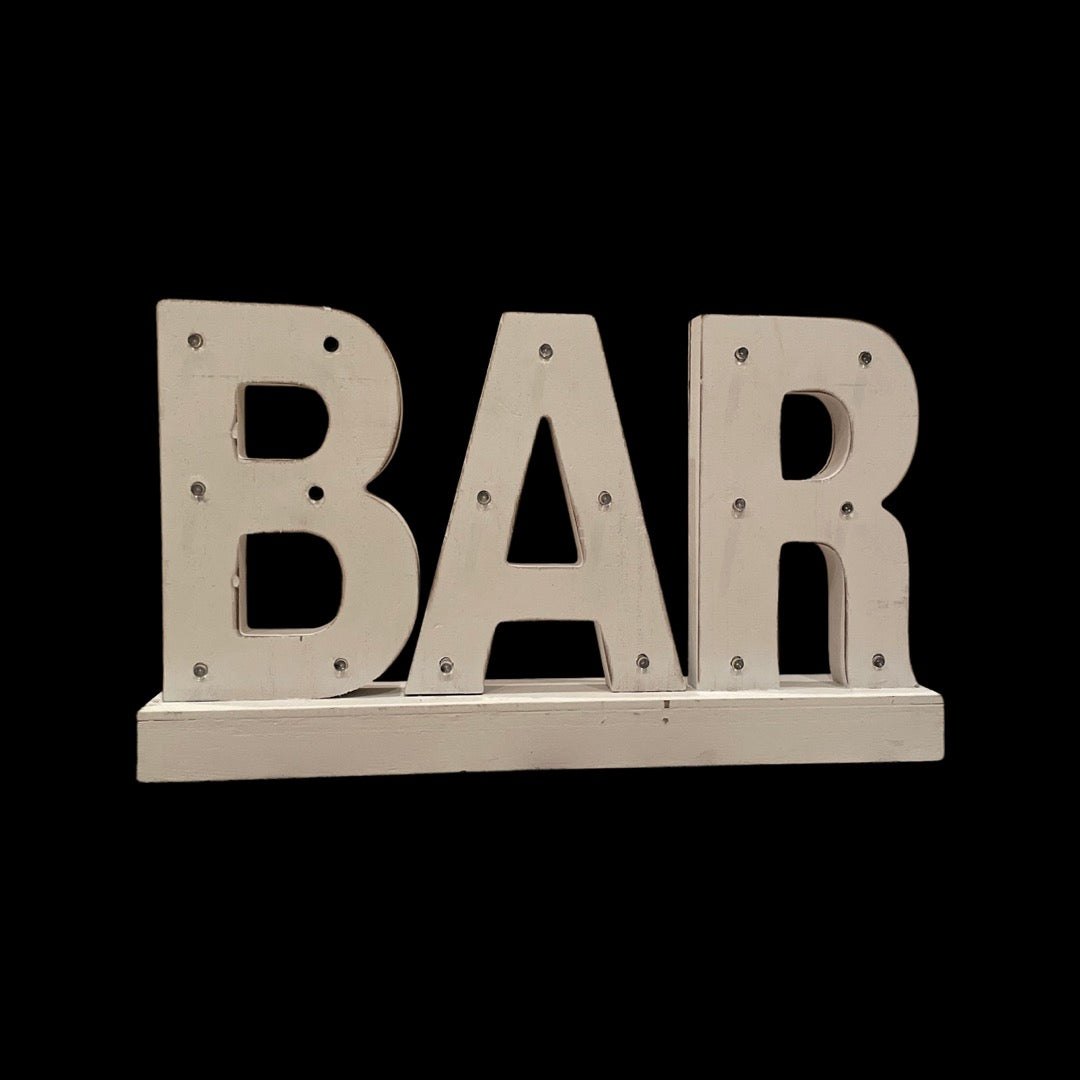 White "BAR" Sign (Light up)