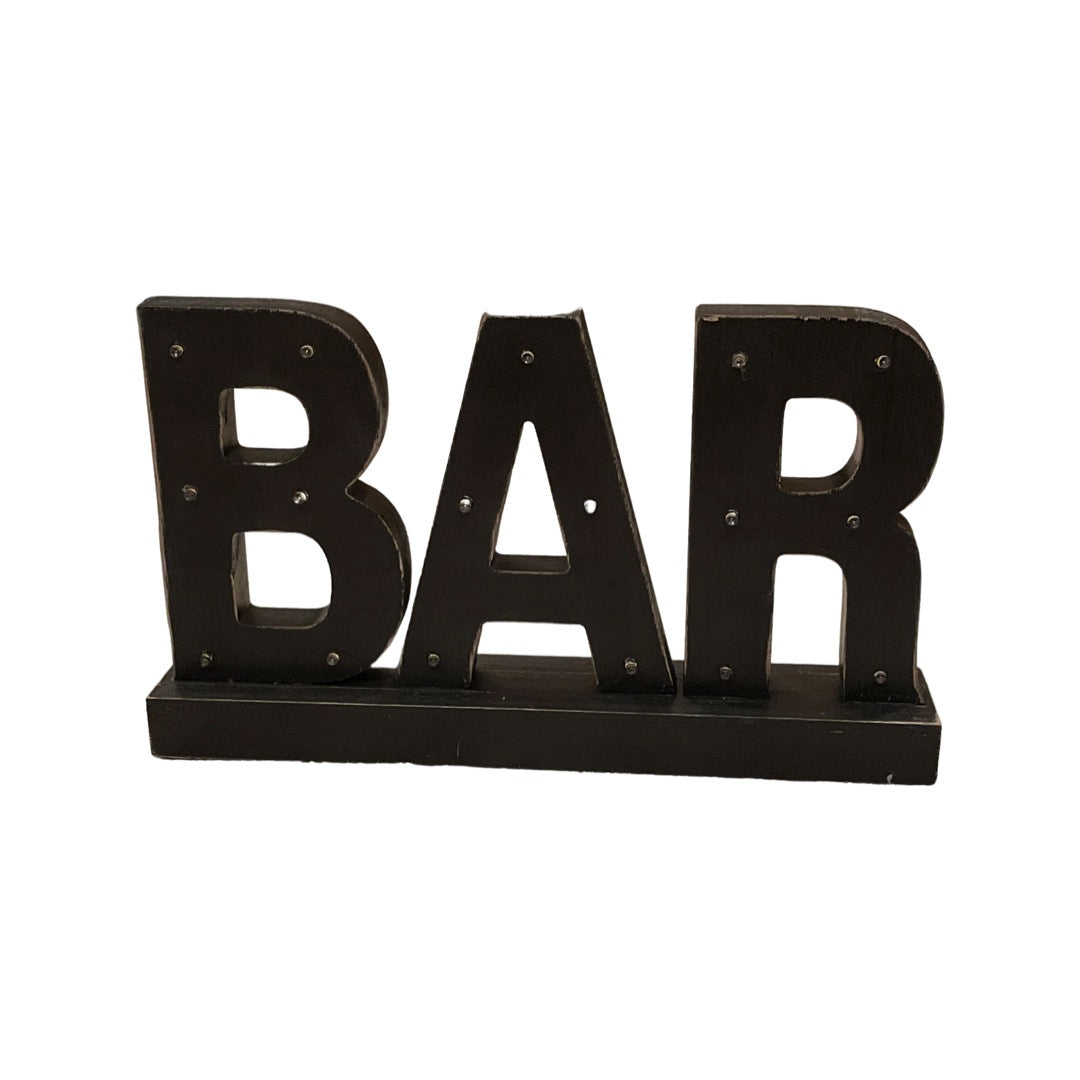 Black "BAR" Sign (Light up)