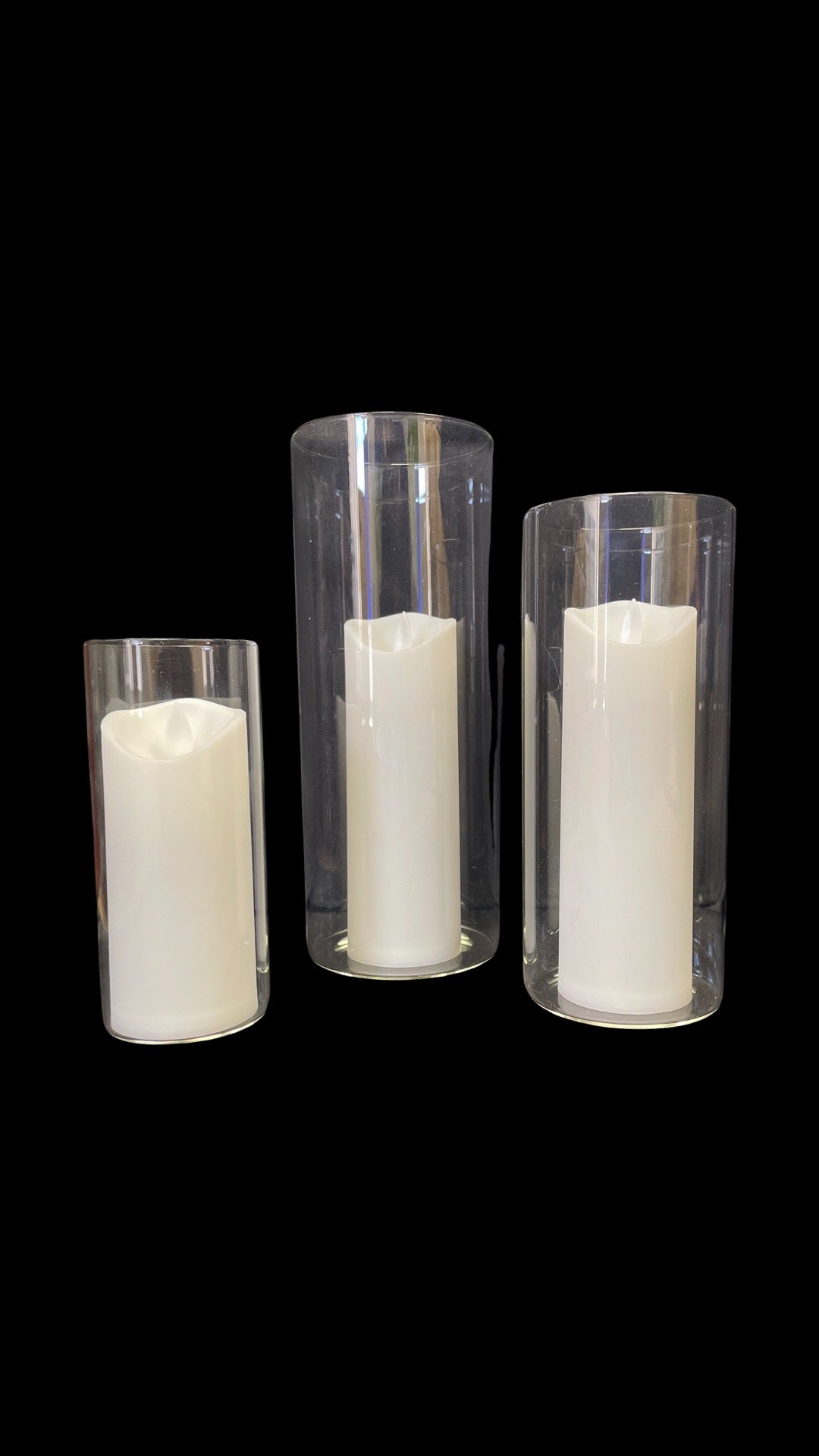 Glass Cylinder With Candle (Group of 3)