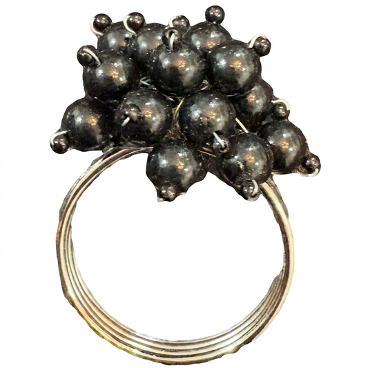Metallic Black Beaded Pearl Napkin Ring