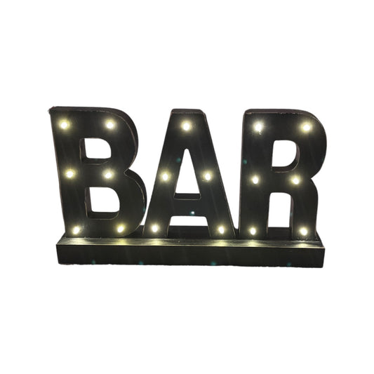 Black "BAR" Sign (Light up)